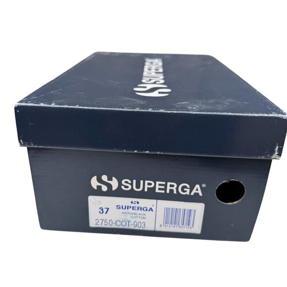 Superga Womens 2750 Cotu Nero Classic Black Canvas Sneakers Size 37 New With Box - Picture 2 of 11